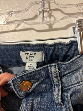 crown & ivy High-Rise Girls' Denim Jeans in Medium Blue
